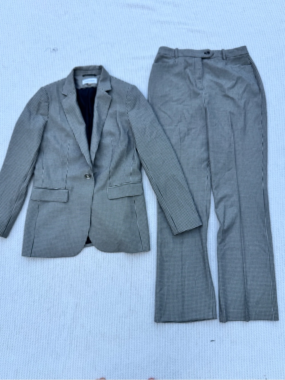 Calvin Klein Houndstooth Blazer 8 & Trousers 10 — Black/White — Corporate Ready